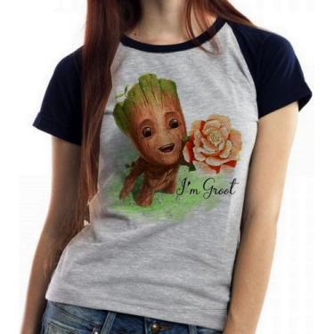 Imagem de Baby look blusa feminina ou Camiseta unissex  Groot rosa - Empório Dut