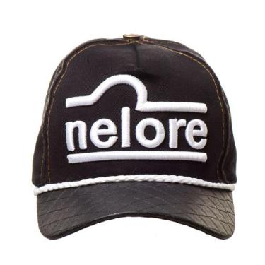 Imagem de Boné Masculino Trucker Aba Curva Nelore Preto Bordado - Janaina Morena