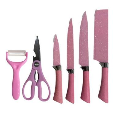 Imagem de Jogo de Facas Rosa Kit com 6 Peças Beleza e Precisão para Sua Cozinha 