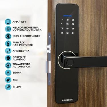 Imagem de Fechadura Digital Inteligente Biométrica Eletrônica C/ Wifi + App + Di