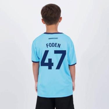Imagem de Camisa Manchester City Foden 47 Maine Infantil Azul - Braziline, 12 AN