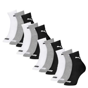 Imagem de Kit Com 12 Pares Meia Esportiva Masculina Cano Médio - Selene, Único -