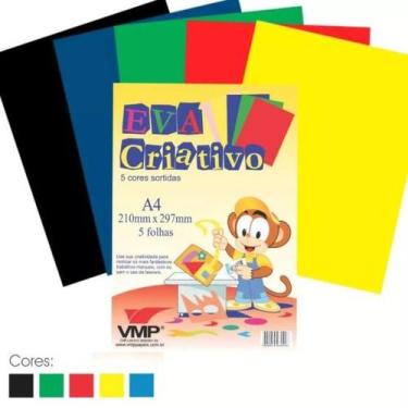 Imagem de 10 Folhas de E.V.A Placa de Eva A4 Folha Sulfite para Artesanato Mater
