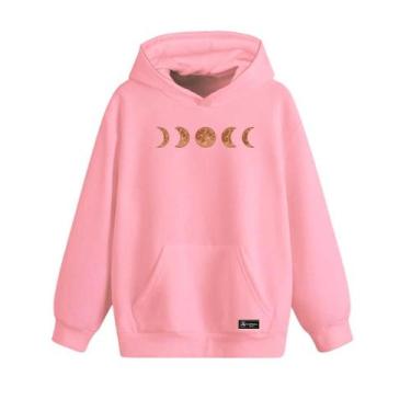 Imagem de Blusão Moletom Canguru Fases da Lua Infantil Personalizado com Capuz e