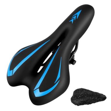 Imagem de Assento de bicicleta de gel para homens e mulheres, assento de bicicleta Mjkeomo com capa impermeável, selim respirável para bicicleta de montanha em gel para MTB, BMX, bicicleta de estrada,