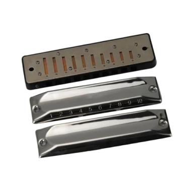 Imagem de Para Iniciantes harmônica 10 Furos 20 Tons Blues Gaita Chave De C Harpa De Aço Inoxidável Gaita Diatônica Para Jogadores Adultos(Ab)