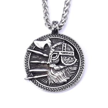 Imagem de Leprato Colar de talismã viking para homens nórdico Mjolnir lobo bússola valknut pingente nórdico viking runa joias presentes, Zinco, Sem Pedra Preciosa