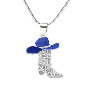 Imagem de Colar com pingente de botas de vaqueira ocidental de strass para mulheres, delicado, hippie, boêmio, cristal da sorte, charme, chapéu de caubói esmaltado, corrente de cobra, colares gargantilhas,