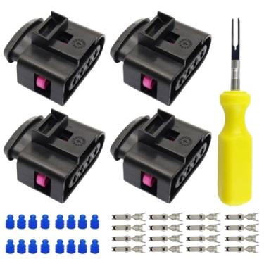 Imagem de Kit de reparo de conector de bobina de ignição de 4 peças e ferramenta de ocupação de espaço de 0,3 cm, kit de reparo de conectores de bobina fêmea de 4 vias, compatível com Audi VW Replace 4B0 973