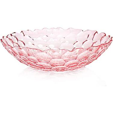 Imagem de AMDSS Tigela de frutas, prato de frutas, cesta de frutas, prato de frutas de vidro cristal de grande capacidade, bandeja decorativa criativa de doces domésticos lanches caixa de frutas secas - rosa