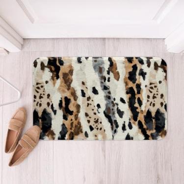 Imagem de Feelyou Tapetes de banho de leopardo marrom para banheiro 51 x 81 cm, tapetes de banheiro de guepardo, tapetes de banho com estampa de animais para chuveiro, banheira, safári, acessórios de banheiro,
