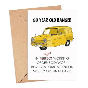 Imagem de ShelbyShops Cartão de aniversário Banger de 80 anos - Cartão engraçado de aniversário de 80 anos - Cartão de aniversário de 80 anos para homens - Cartão fabuloso com 80 anos - Cartão Banger - Cartão