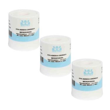 Imagem de Kit 3 Fita Microporosa Cirúrgica Branca 5cm X 10m - Wiltex