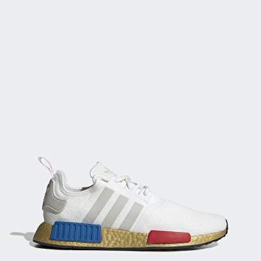 Imagem de Tênis de corrida masculino casual Adidas Originals NMD R1 Fv3642, White/Lush Red/Lush Blue, 9.5