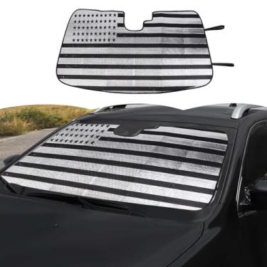 Imagem de RT-TCZ Para-brisa guarda-sol protetor térmico janela viseira tapete para Jeep Cherokee 2014 2015 2016 2017 2018 2019 2020 2021 2022 2023 2024, bandeira dos EUA