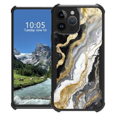 Imagem de DIGTIALL Capa para iPhone 16 Pro Max 17.5 cm Slim Hybrid Acrylic Back + TPU macio bumper antiderrapante à prova de choque capa protetora para iPhone 16 Pro Max 6,9 polegadas, mármore preto dourado