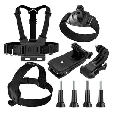 Imagem de Conjuntos de acessórios de câmera de ação para GoPro/DJI/Insta360 alça de peito alça de pulso mochila clipe base parafusos longos e outros acessórios