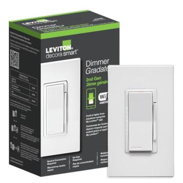 Imagem de Leviton Decora Smart Dimmer Switch, Wi-Fi 2ª Geração, Fio Neutro Necessário, Funciona Com Matter, My, Alexa, Google Assistant, Apple Home/Siri E Com Ou Sem Fio De 3 Vias, D26Hd-1Rw, Branco