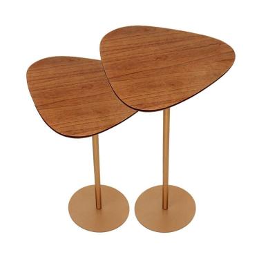 Imagem de Kit 2 Mesa Lateral Afrodite Base Aço Inoxidável Cinamomo