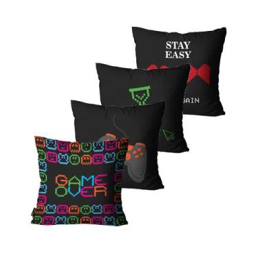 Imagem de Kit com 4 Capas de Almofadas Mdecore Infantil 45x45, Gamer Control