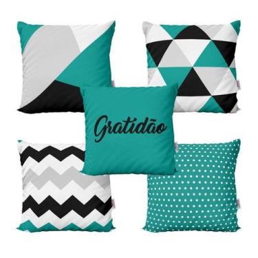 Imagem de Almofadas Decorativas Verde e Preto Gratidão Para Sofá  40x40 - Novade