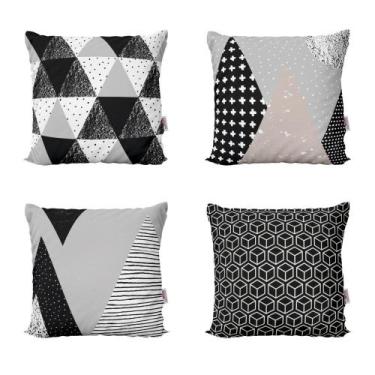 Imagem de Almofadas Decorativas Preto e Branco Geométricas Escandinavo Para o Qu