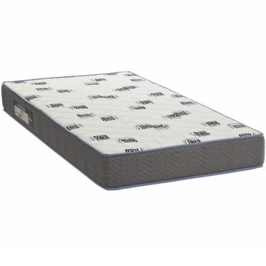 Imagem de Colchão Solteiro 88x188x17 Espuma D33 Bordado Light Branco Azul - Ortobom