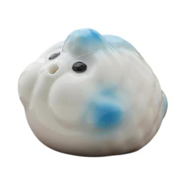 Imagem de Bothyi Mini peixe bolha estátua estátua chá cerâmica pet incenso bastão decoração de mesa de mesa moderna ornamento de mesa pequena escultura para gabinete, Azul E Branco