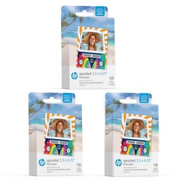 Imagem de HP Roda dentada de papel fotográfico Zink de 8,9 x 10,8 cm (pacote com 300) compatível com cabine fotográfica HP Sprocket 3x4 e impressora fotográfica