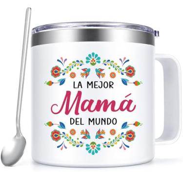 Imagem de Qtencas Regalo Para Mama, Regalos Para El Dia De La Madre, La Mejor Mama Del Mundo Caneca de café de aço inoxidável, presentes de Natal do Dia das Mães para Mamãe, presente da mamãe em espanhol, 400