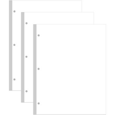 Imagem de (Pacote com 3) Recargas de papel em branco A4, 300 folhas/impressão de 600 páginas/papel de folha solta, 3 furos, 100 gsm, branco, 21 x 28 cm