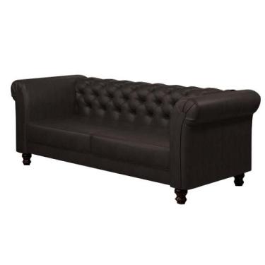 Imagem de Sofá Decorativo Sala de Estar Chesterfield 2 Lugares 180cm Couro Capuc