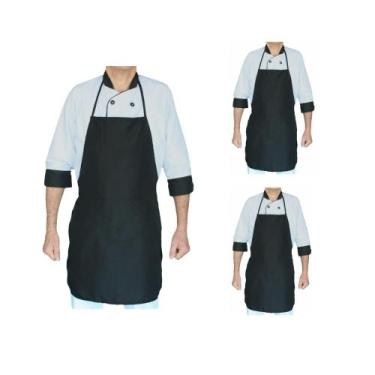 Imagem de Kit 3 Avental C/ Bolso Preto M Padaria Restaurante - Rspan, PRETO, M