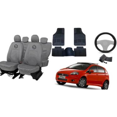 Imagem de Kit capa couro cinza + tapete + volante esportivo - aero print