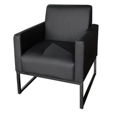 Imagem de Poltrona Decorativa Recepção Salão Clínica Base de Ferro Corino Preto