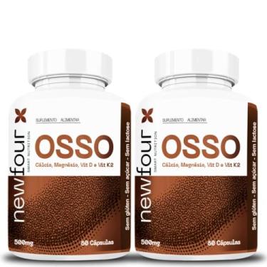 Imagem de Suplemento Alimentar, Cálcio, Magnésio, Vitaminas D3 e K2, 500mg, 60 Cápsulas, Kit com 2 Frascos