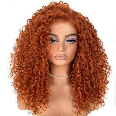 Imagem de MITIMES Peruca Cacheada Ruiva Sem Cola Pré-Arrancada, Use E Vá, Peruca Sintética Hd Lace Frontal 13X6, Peruca Afro Cacheada Em Camadas Para Iniciantes, 18 Polegadas