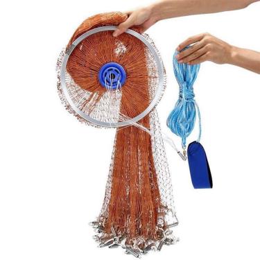 Imagem de Rede de pesca de arremesso manual, diâmetro da rede de pesca 2,4M-7,2M rede de pesca esportiva estilo rede de pesca com chumbadas (420 cm)