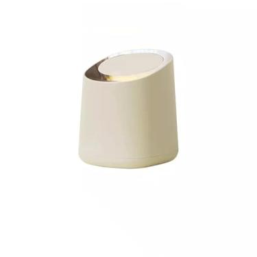 Imagem de Lixeira Lixeira de mesa de alta qualidade, tipo prensa, luz para sala de estar, luxo, casa, alto valor, cesta de lixo Lixeira(Beige)