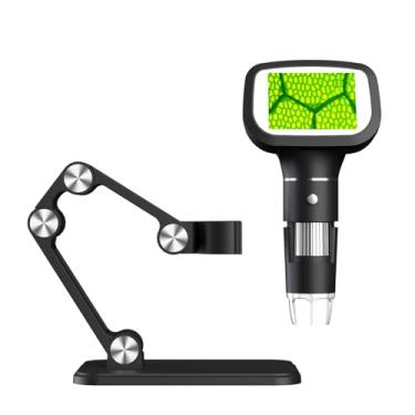 Imagem de Microscópio Digital, Handheld HD USB Inspeção Câmera Endoscópio 50x-1600x Ampliação, Laboratório Portátil Ampliação Endoscópio Com Tela de 2,4 Polegadas e 8 Luzes Led