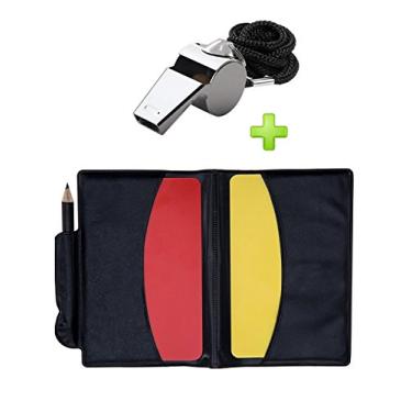 Imagem de Golvery Kit de futebol - Apito de metal com conjunto de cartas de árbitro, cartas de árbitro para futebol americano, kits de árbitro ideais para esportes de jogos