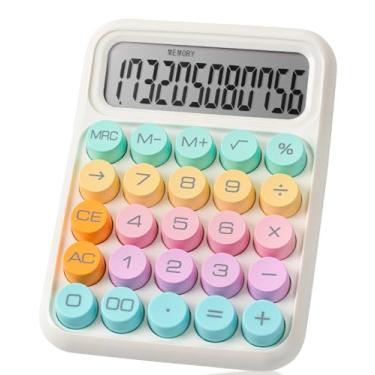 Imagem de Mr. Pen - Calculadora de interruptor mecânico, 12 dígitos, visor LCD grande, botões grandes de calculadora rosa, calculadora mecânica, calculadora de mesa, calculadora fofa, harmonia pastel