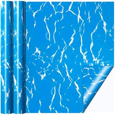 Imagem de Nuanchu Adesivo autoadesivo de vinil para revestimento de piscina em PVC para piscinas, barco inflável (azul celeste, 30 x 203 cm)