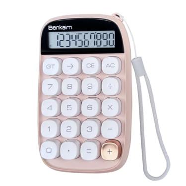 Imagem de Benkaim Calculadora de mesa - Display LCD padrão de 10 dígitos, botões grandes - Material de escritório fofo para escola, negócios (bege)