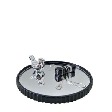 Imagem de Bandeja Espelhada Banheiro Lavabo Bandeja Decorativa Multiuso Preta Dourada(Preto（J90259))