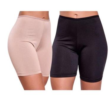 Imagem de KIT 2 Short Segunda Pele Anagua Feminino Anágua Calção Preto Bege - IM