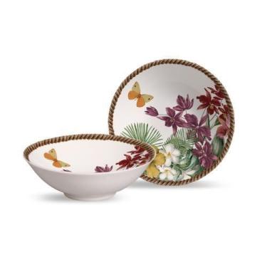 Imagem de Conjunto 6 Bowls Decorados Trópicos 300Ml - Alleanza Cerâmica