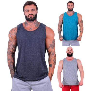 Imagem de Kit 3 Regatas Clássicas MXD Conceito Slim Cores Básicas e Mescladas Lisas-Masculino