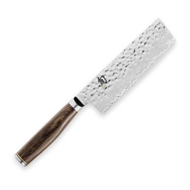 Imagem de Shun Nakiri 5.5 Inch Vegetable Knife Premier Series, Damascus Clad Hammered Tsuchime Steel, Professional Quality - Walnut/Stainless Steel