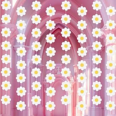 Imagem de CAPUFIB Peças De Decoração Festa Boêmia Com Margaridas, Guirlandas Papel, Flores Brancas, Guirlanda Pendurada, Faixa, Recortes Aniversário Hippie, Chá Bebê, Casamento, Presentes Retrô (64 Flores)